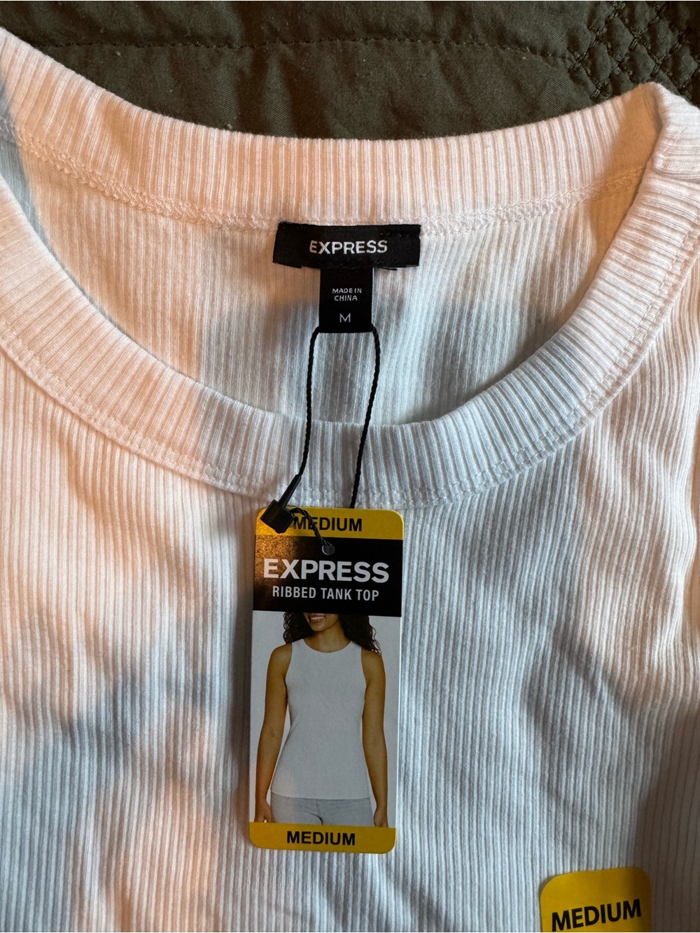 Express White Ribbed Tank - Picture 2 of 3